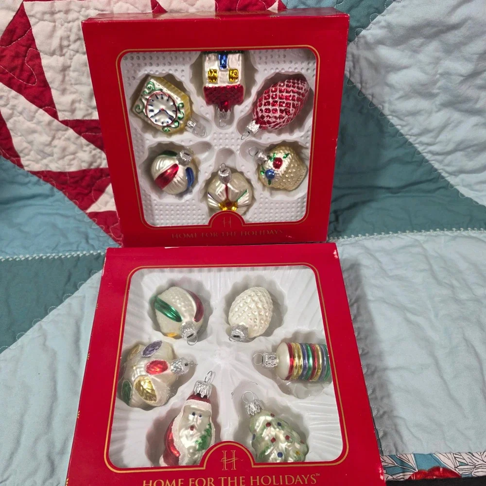 Home For The Holidays Vintage Miniature Glass Christmas Ornaments Set 12 Piece